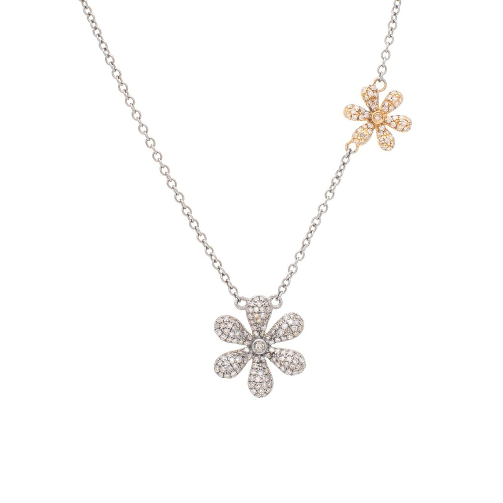 Pave Diamond Flower Necklace